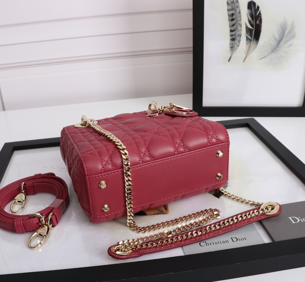 Mini Lady Dior Bag Burgundy Cannage Lambskin